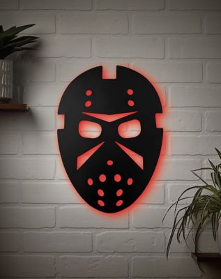 Jason Mask LED Light-Up Sign - Jason Universe - Spirithalloween.com