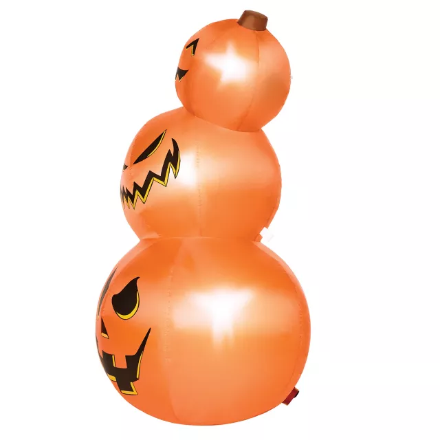 3 Ft 11 In Light-Up Pumpkin Tower Inflatable Decoration at Spirit Halloween