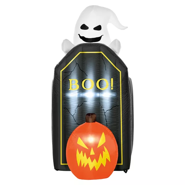 4 Ft 2 In Light-Up Animated Tombstone Ghost Inflatable Decoration at Spirit Halloween