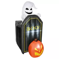 4 Ft 2 In Light-Up Animated Tombstone Ghost Inflatable Decoration at Spirit Halloween