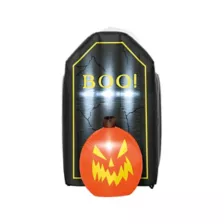 4 Ft 2 In Light-Up Animated Tombstone Ghost Inflatable Decoration at Spirit Halloween