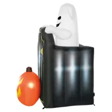 4 Ft 2 In Light-Up Animated Tombstone Ghost Inflatable Decoration at Spirit Halloween