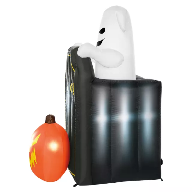 4 Ft 2 In Light-Up Animated Tombstone Ghost Inflatable Decoration at Spirit Halloween
