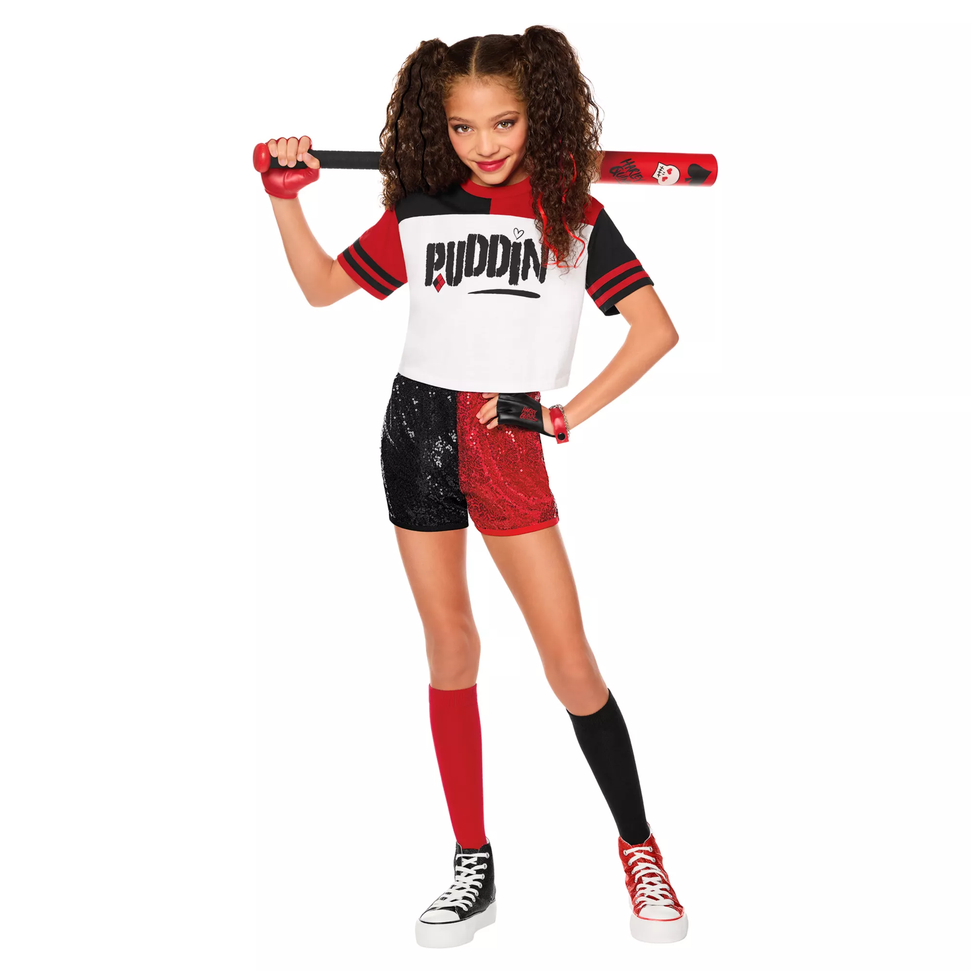 Kids Harley Quinn Puddin Shorts Costume - DC Villains at Spirit Halloween