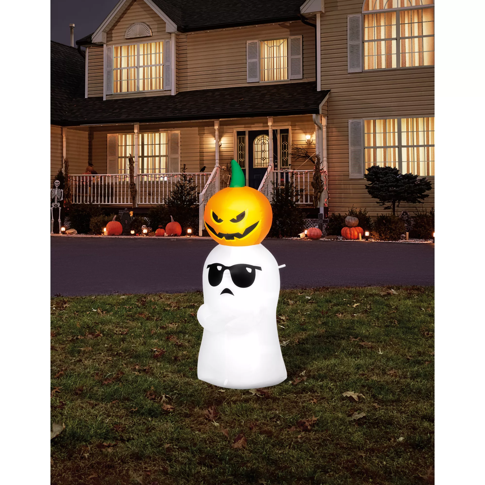 4 Ft Ghost and Pumpkin Inflatable Decoration at Spirit Halloween