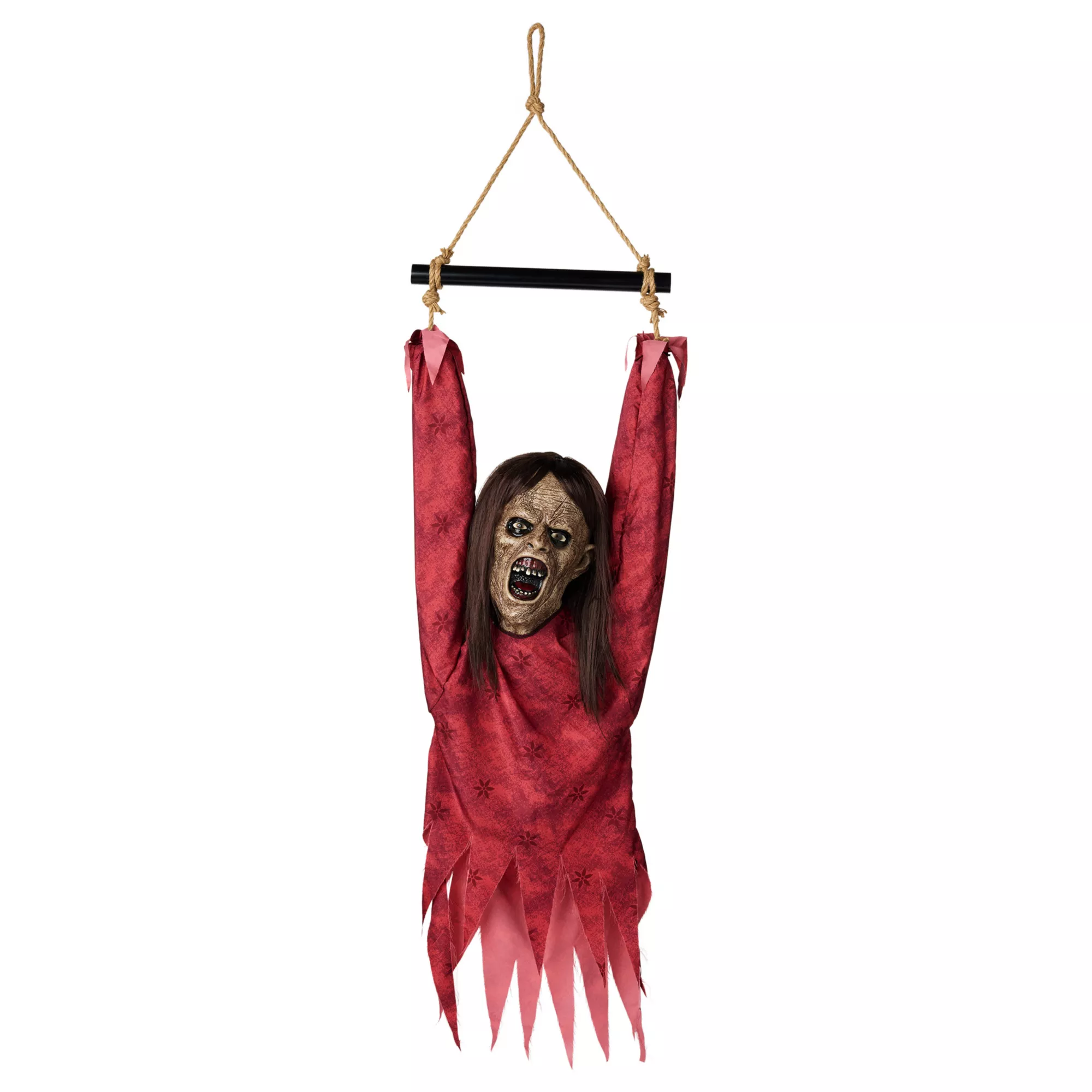 Half Body Hanging Female Zombie at Spirit Halloween