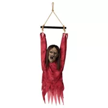 Half Body Hanging Female Zombie at Spirit Halloween