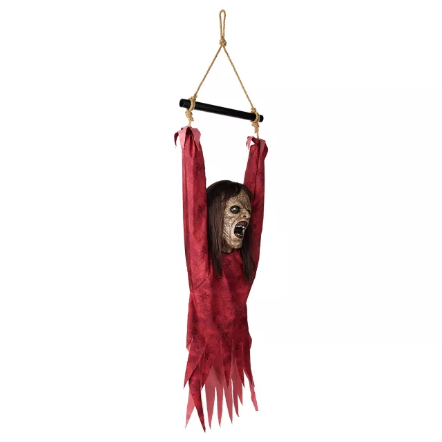 Half Body Hanging Female Zombie at Spirit Halloween