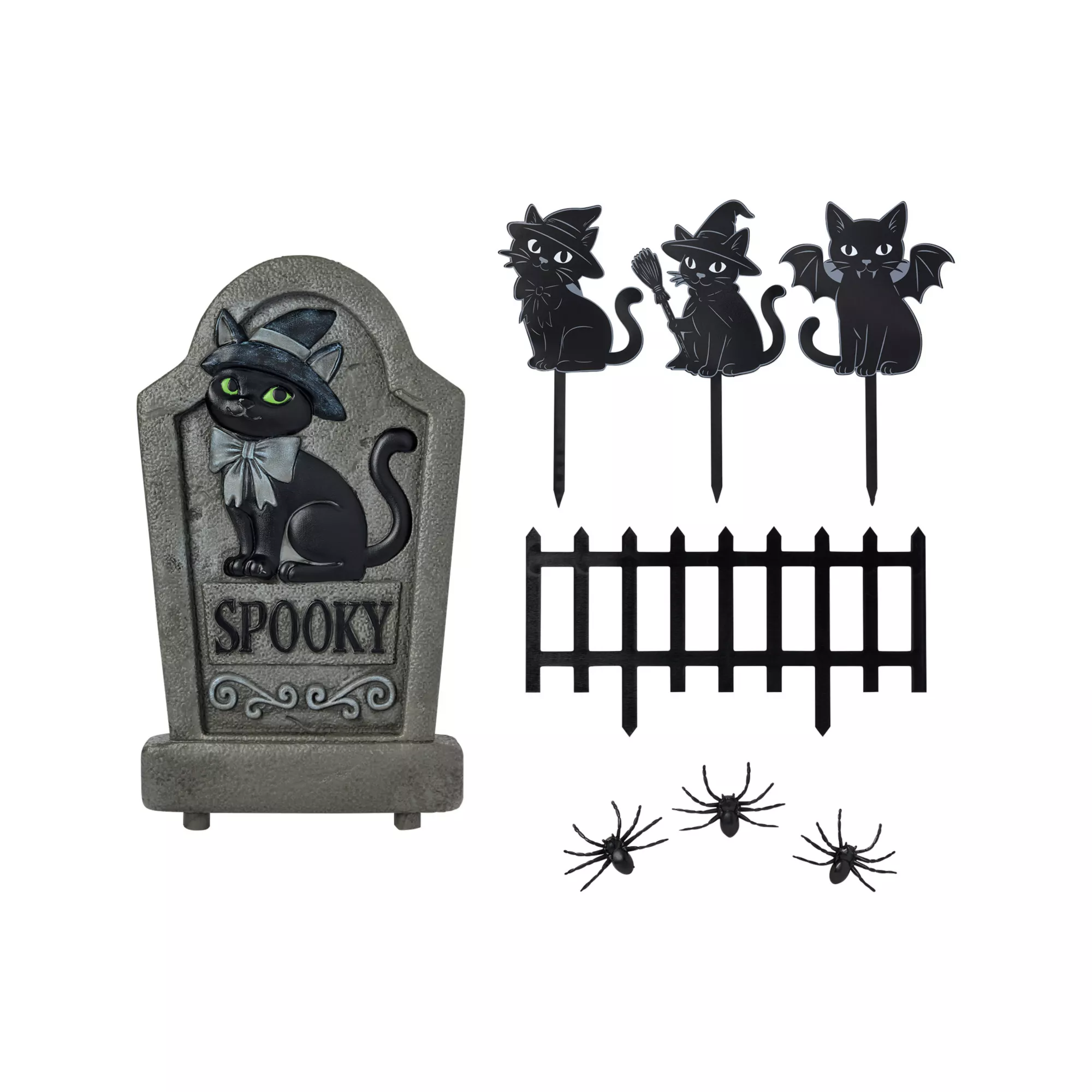 Black Cat Tombstone and Stakes Set at Spirit Halloween