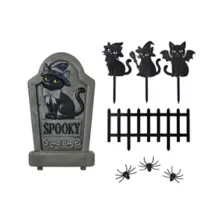 Black Cat Tombstone and Stakes Set at Spirit Halloween