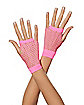Neon Pink Short Fishnet Gloves