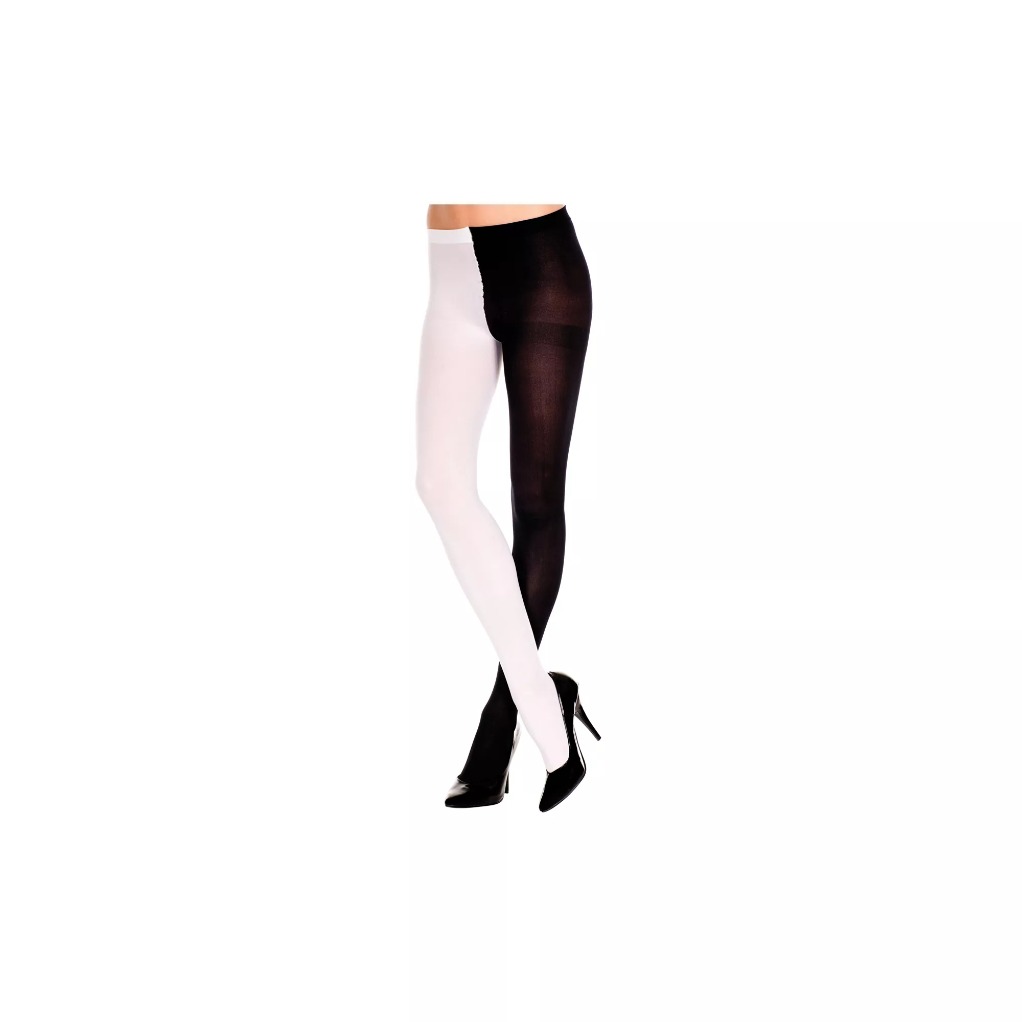 Opaque Jester Tights -  Black and White at Spencer's