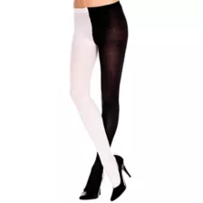 Opaque Jester Tights -  Black and White at Spencer's