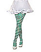 Girls Green and White Striped Tights
