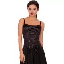Front Lace-Up Corset - Black at Spencer's