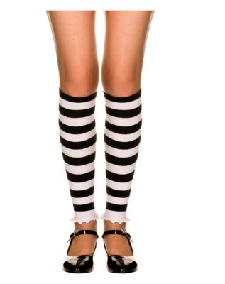 Black & White Striped Girl's Leg Warmers - Spirithalloween.com