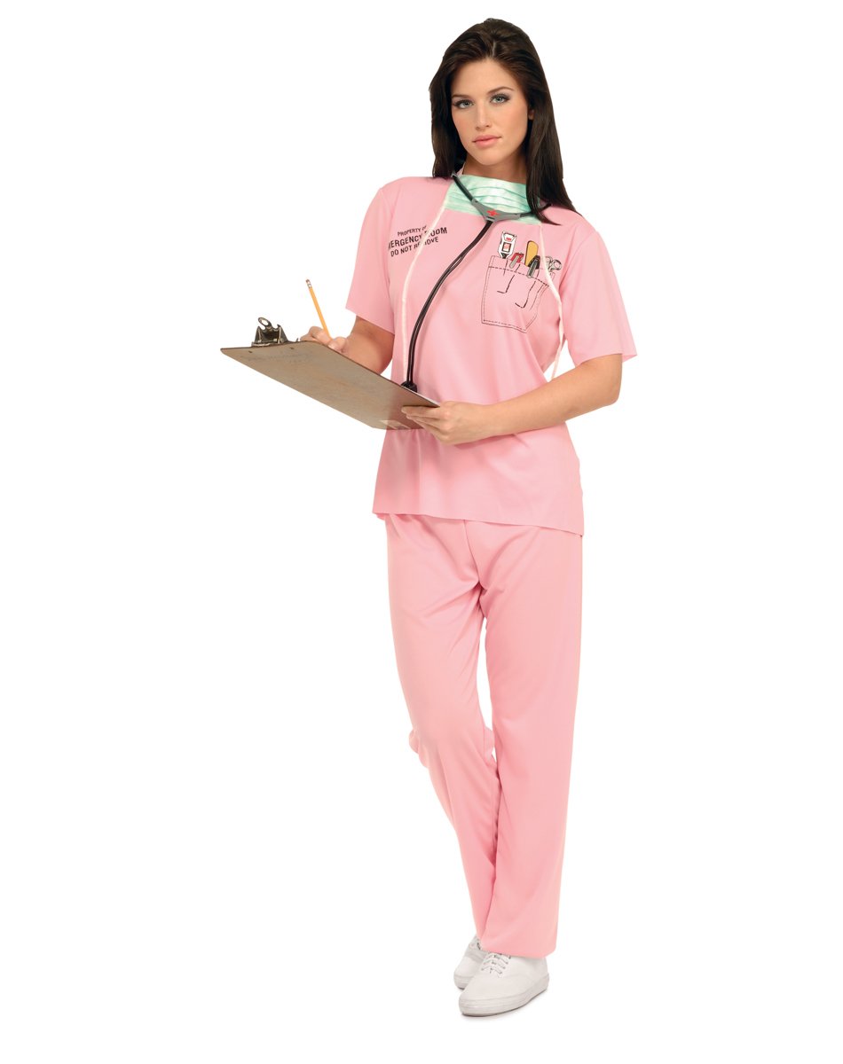 ER Female Nurse Scrubs Adult Womens Costume. 