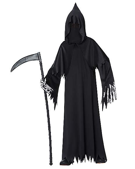 Mens Grim Reaper Costume Ghoul Robe Death Scary Horror Halloween Fancy Dress 