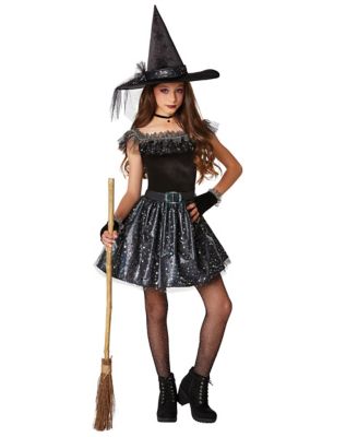 Girl's Gothic Stitch Witch Costume, Size: Medium, Black