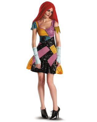 nightmare before christmas sally dress spirit halloween Adult Glam Costume Deluxe Plus Size Christmas Tree