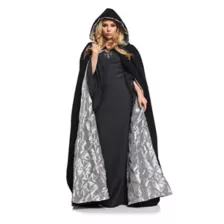 Adult Silver and Black Cape - Deluxe at Spencer's