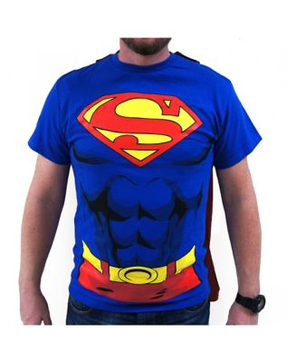 Mens superman t 2024 shirt with cape