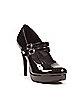 Black Double Strapped Mary Jane Heels