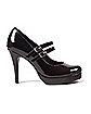 Black Double Strapped Mary Jane Heels