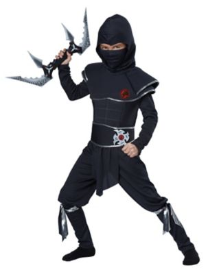 Womens Black & Red Ninja Costume Ladies Warrior Halloween Fancy