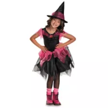 Pink and Black Witch Girls Costume at Spirit Halloween