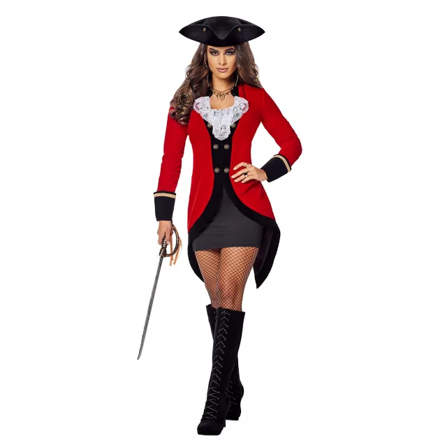 Adult Racy Red Coat Pirate Costume - Spirithalloween.com