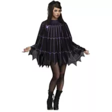 Spider Web Black and Purple Poncho at Spencer's