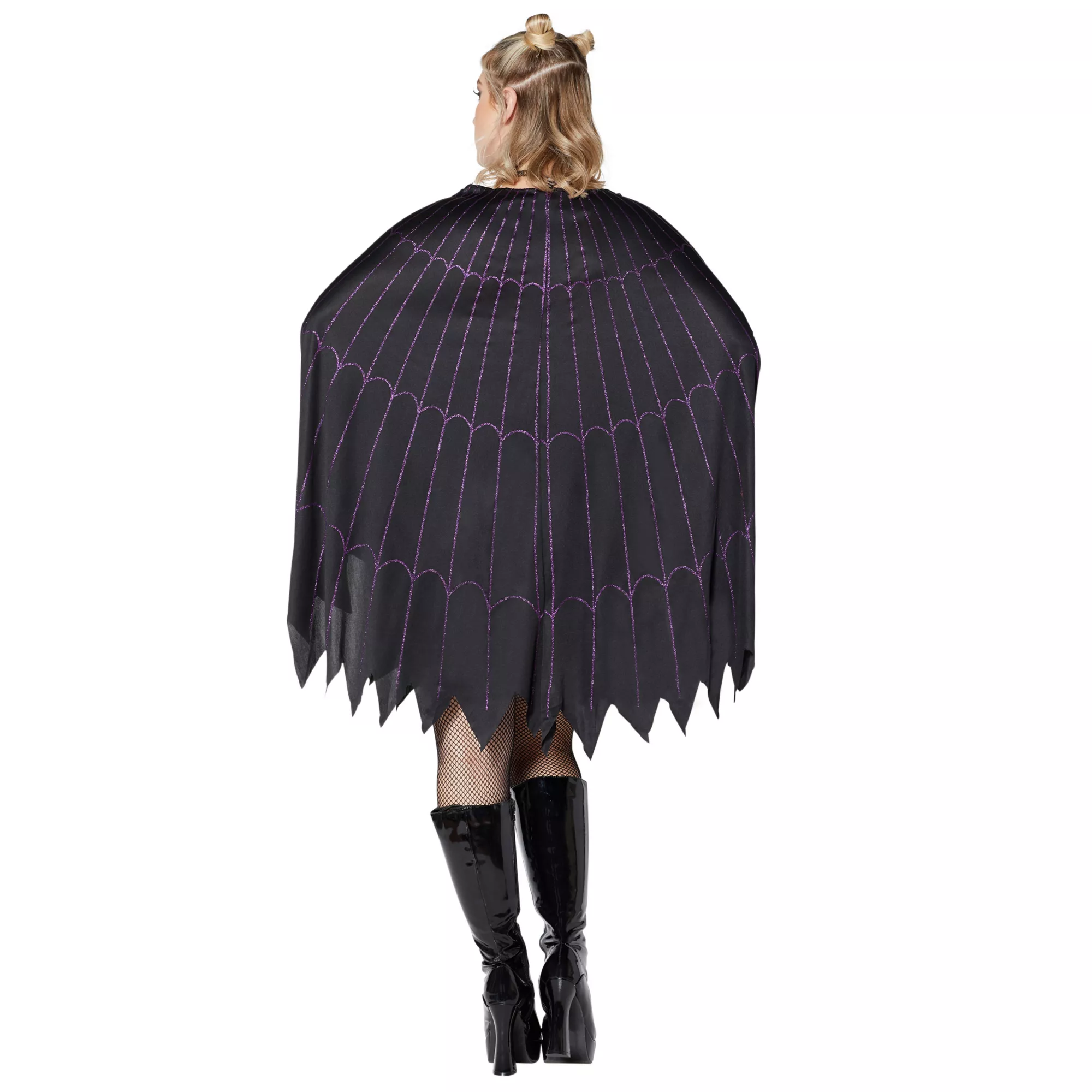 Spider Web Black and Purple Poncho at Spencer's