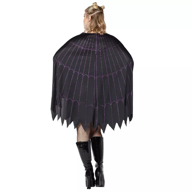 Spider Web Black and Purple Poncho at Spencer's