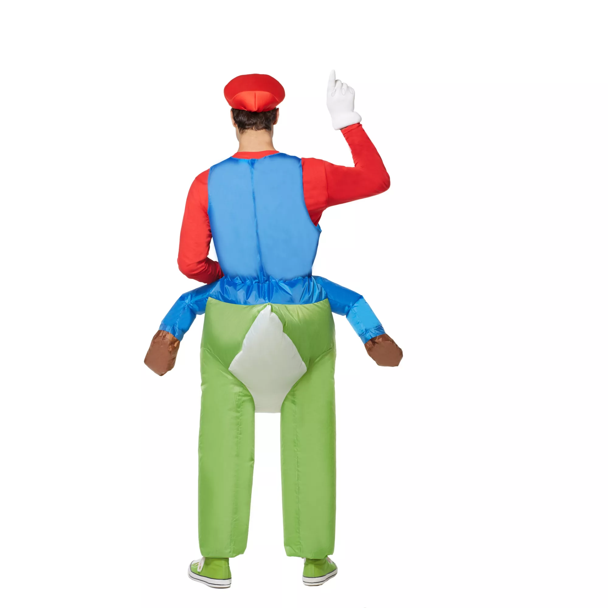 Mario Riding Yoshi Inflatable Adult Mens Costume at Spirit Halloween