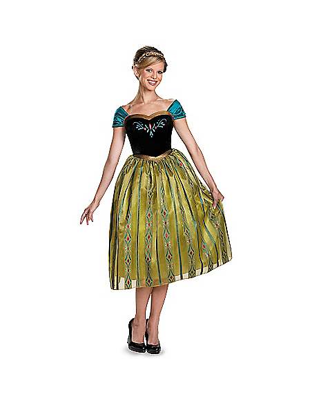 K304 Adult Coronation Deluxe Frozen Princess Anna Fancy Dress Up Womens Costume 