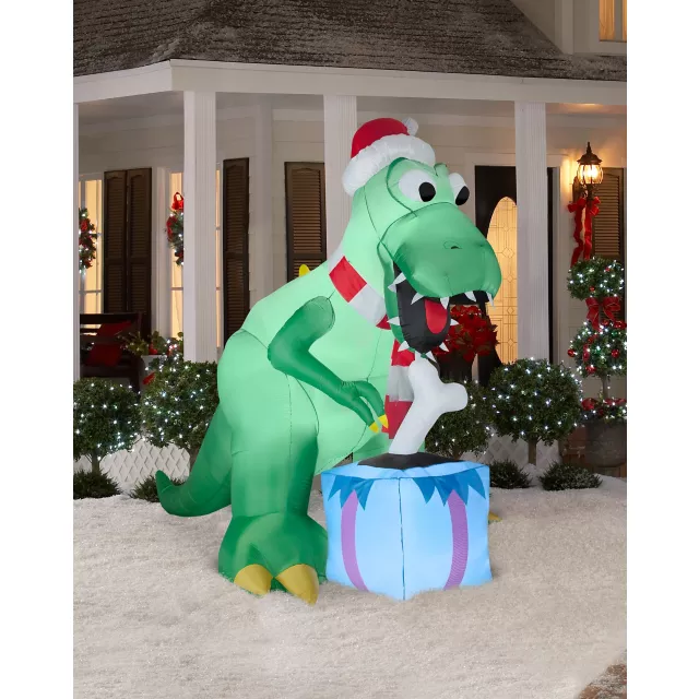 7.5 Ft Holiday T-Rex Inflatable - Decoration at Spirit Halloween