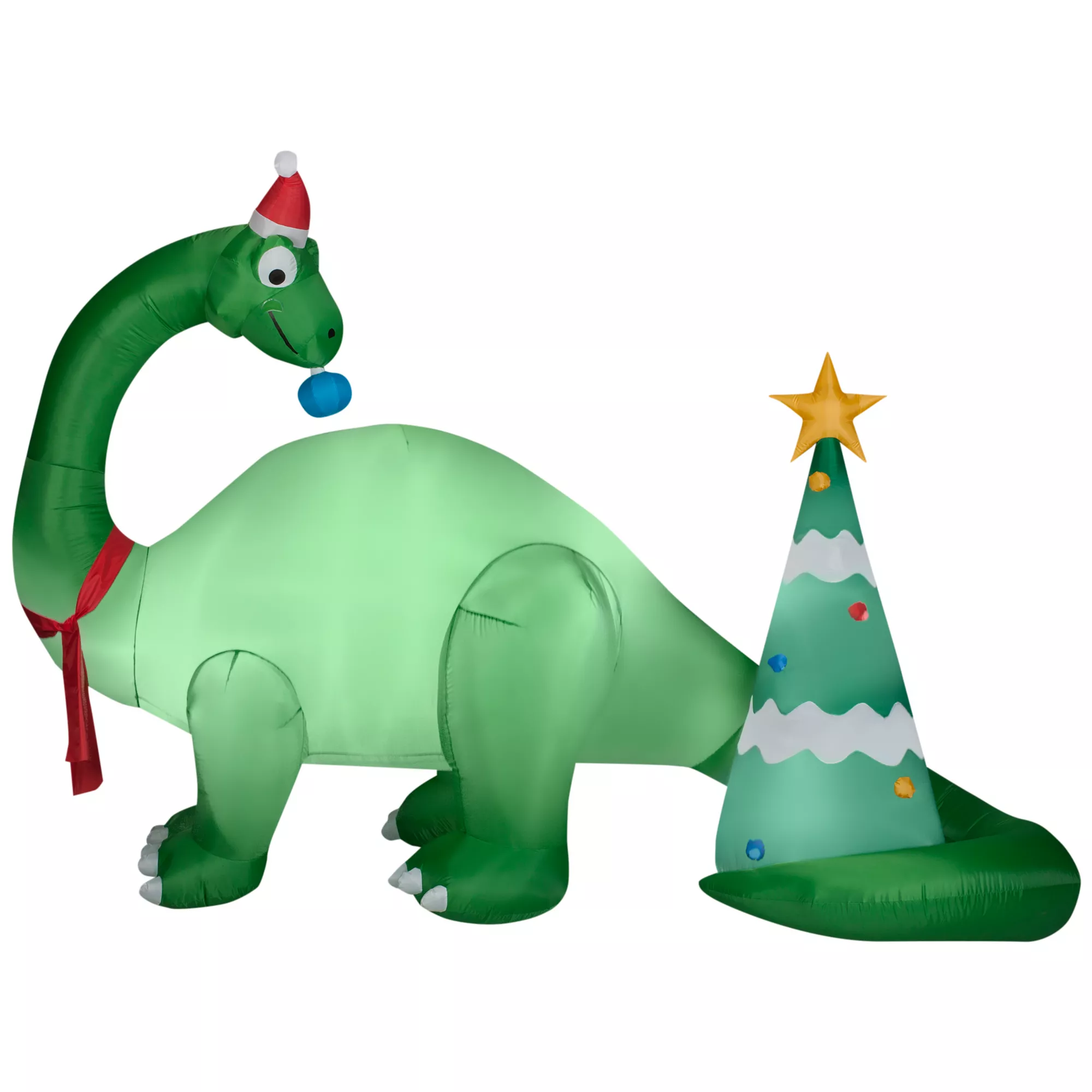 Giant Brontosaurus and Christmas Tree Inflatable at Spirit Halloween