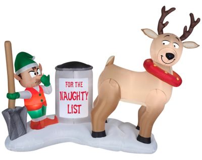 Reindeer Clean Up Scene Airblown Inflatable