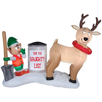 Reindeer Clean Up Scene Airblown Inflatable