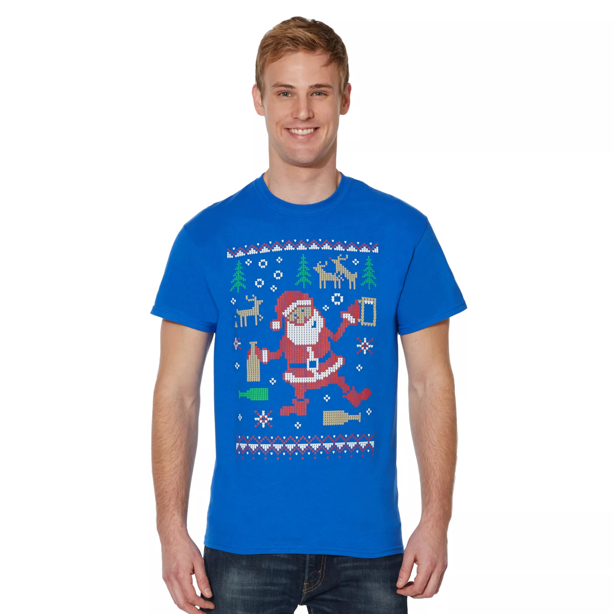 Adult Partying Santa Ugly Christmas T Shirt at Spencer's