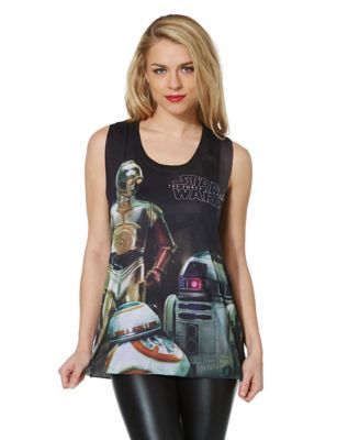 Adult C-3PO BB-8 R2-D2 Star Wars Tank Top - Star Wars - Spirithalloween.com