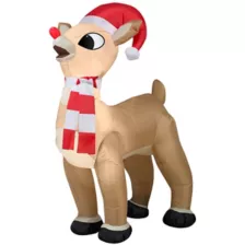 3.5 Ft Rudolph with Hat and Scarf Inflatable Decoration - Rudolph the Red-Nosed Reindeer at Spencer's