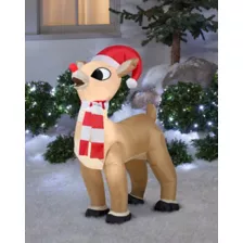 3.5 Ft Rudolph with Hat and Scarf Inflatable Decoration - Rudolph the Red-Nosed Reindeer at Spencer's