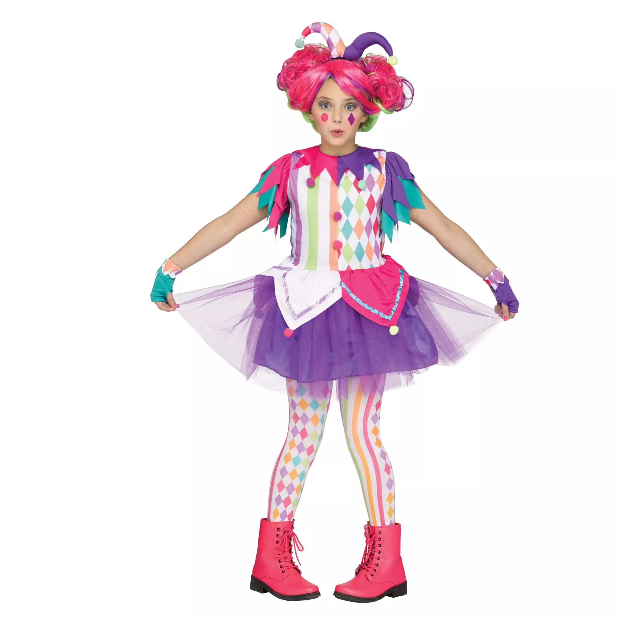 Kids Rainbow Harlequin Clown Costume at Spirit Halloween