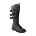 Black Walker Boots With Patent Leather Detail at Spirit Halloween