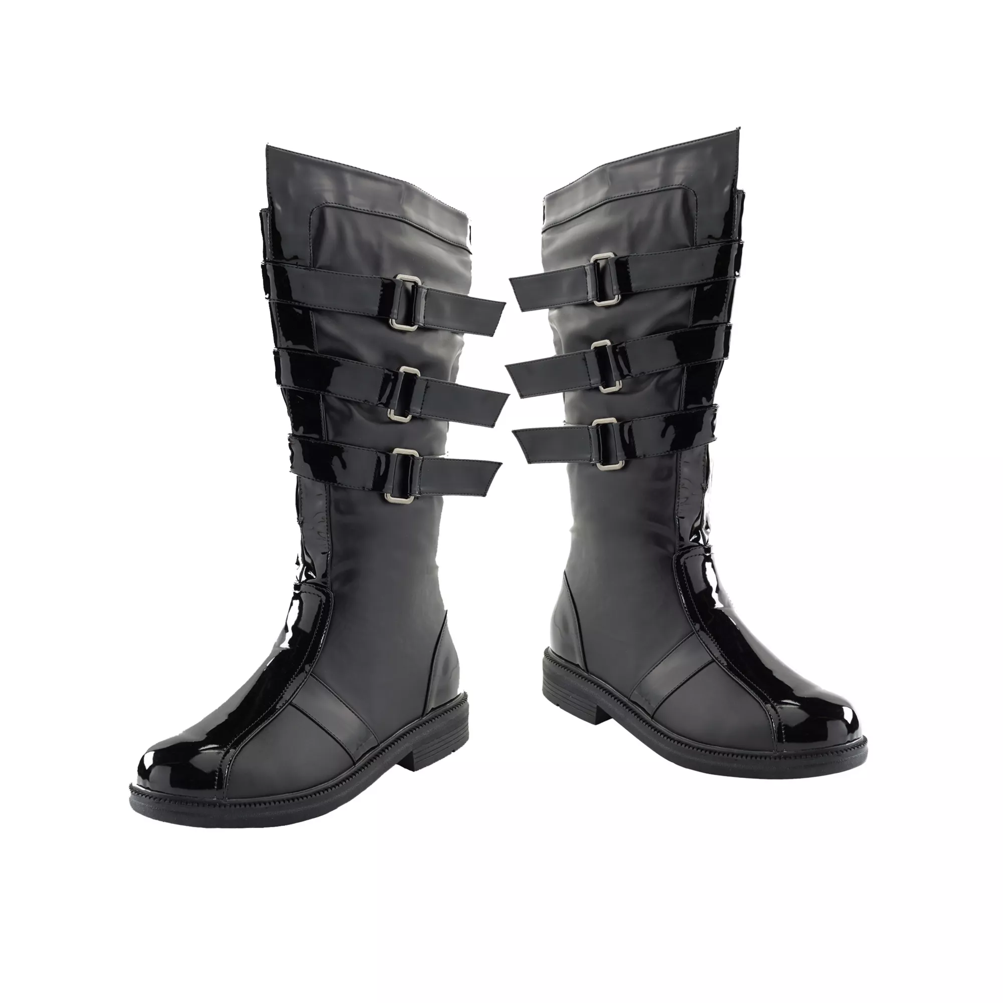 Black Walker Boots With Patent Leather Detail at Spirit Halloween