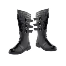 Black Walker Boots With Patent Leather Detail at Spirit Halloween