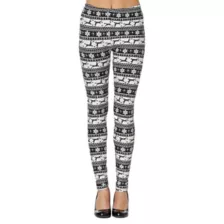 Adult Black and White Ugly Reindeer Leggings at Spencer's