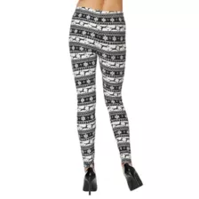 Adult Black and White Ugly Reindeer Leggings at Spencer's